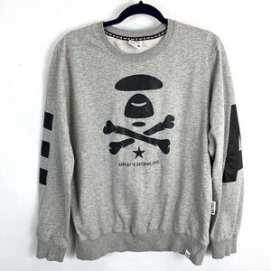 Aape by A Bathing Ape Sweatshirt Mens L Gray Pullover Long Sleeve